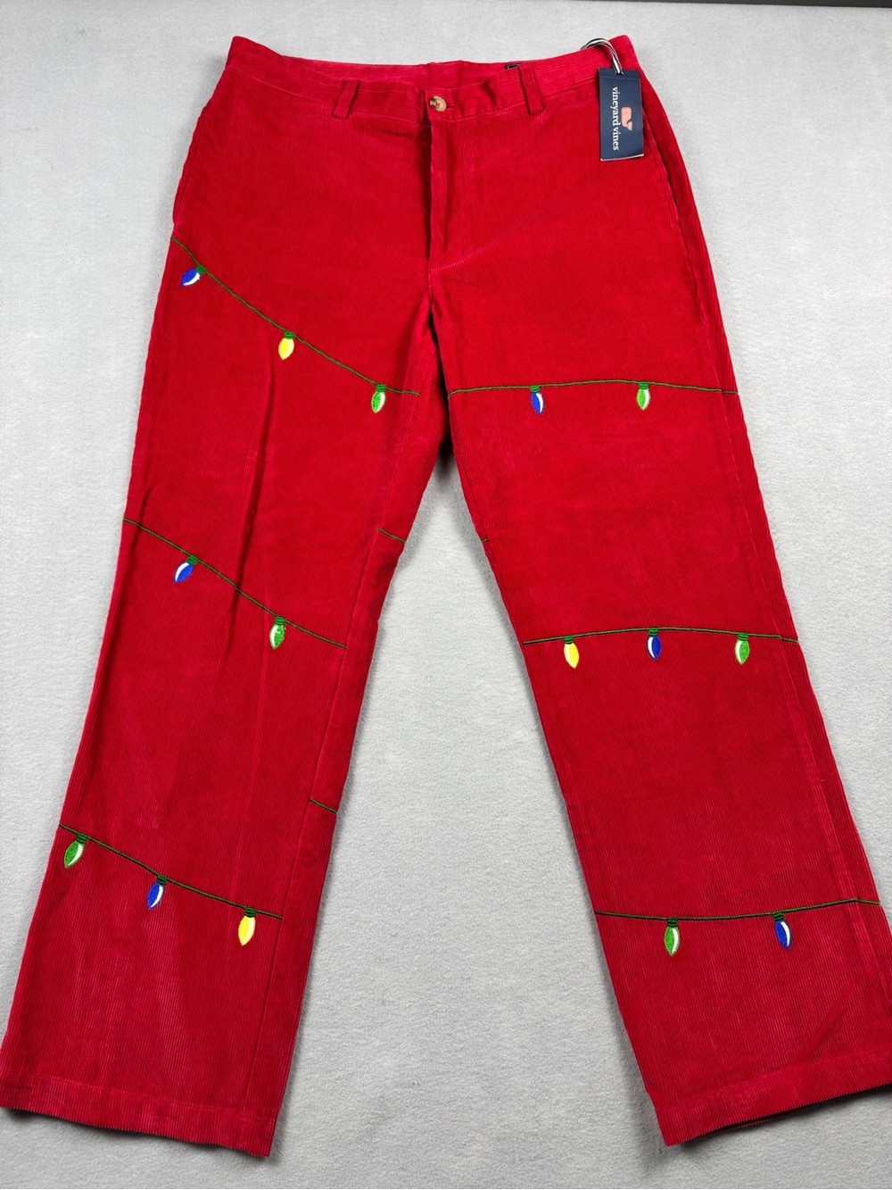 Vineyard Vines 34x30 Red Corduroy Christmas Lights Pants Holiday Festive